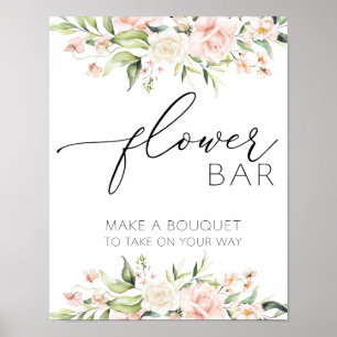 Blush Florals and Greenery Flower Bar Sign