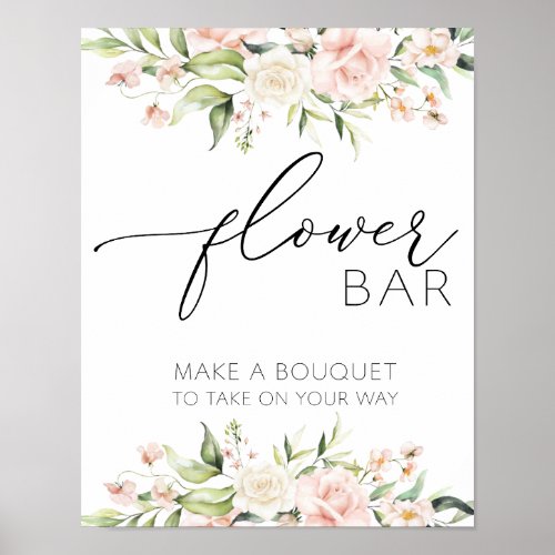 Blush Florals and Greenery Flower Bar Sign