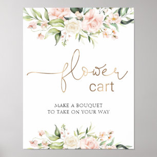 Blush Florals and Greenery Flower Cart Sign