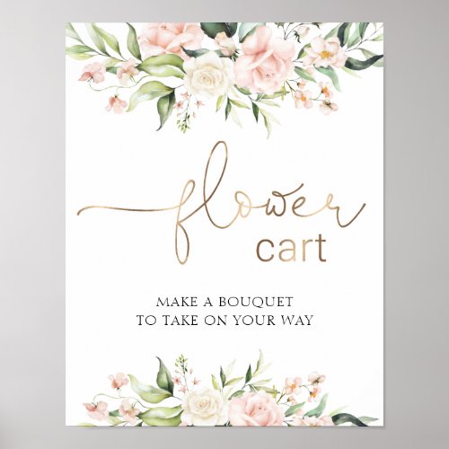 Blush Florals and Greenery Flower Cart Sign