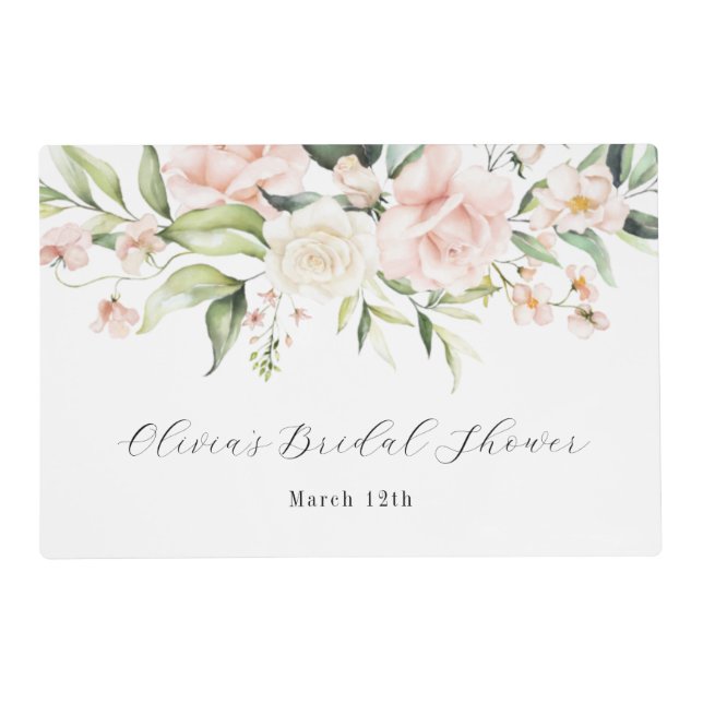 Blush Florals and Greenery Placemat (Front)