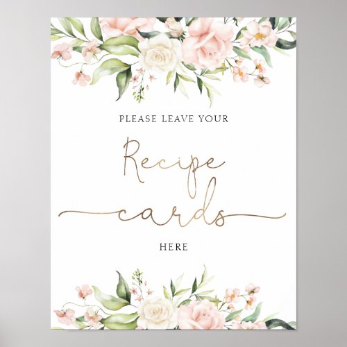 Blush Florals and Greenery Recipe Cards Sign