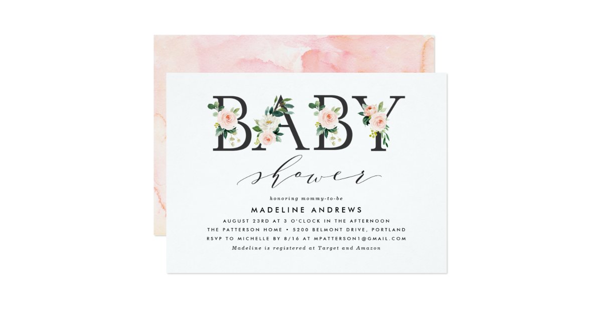 Blush Florals Baby Shower Invitation Zazzle Com