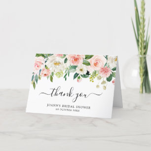Blush Florals Botanical Bridal Shower Thank you Card