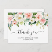 Blush Florals Botanical Bridal Shower Thank you Postcard (Front/Back)