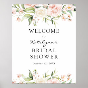 Blush Florals Bridal Shower Welcome Sign