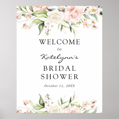 Blush Florals Bridal Shower Welcome Sign