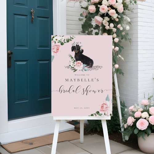 Blush Florals Dachshund Dog Bridal Shower Welcome Foam Board