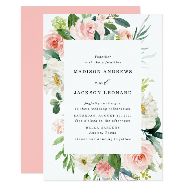 Blush Florals | Floral Frame Wedding Invitation