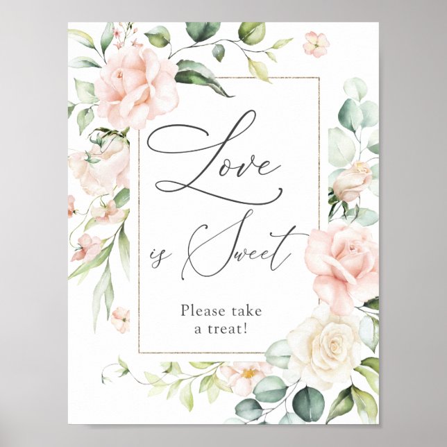 Blush Florals Love is Sweet Treat Sign (Front)