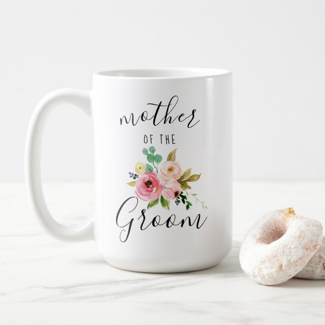 Blush Florals Mother of the Groom Gift 15oz Coffee Mug (With Donut)