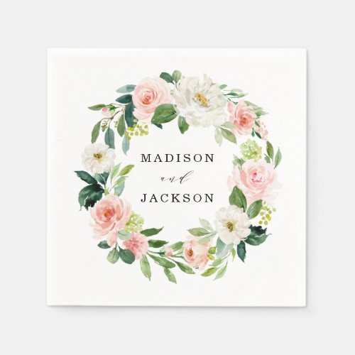 Blush Florals  Personalized Wedding Napkins