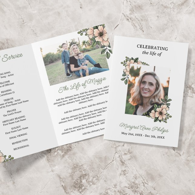 Blush Florals Photo Celebrating Life Program (Creator Uploaded)