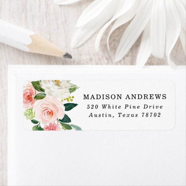 Blush Florals Return Address Label (Insitu)