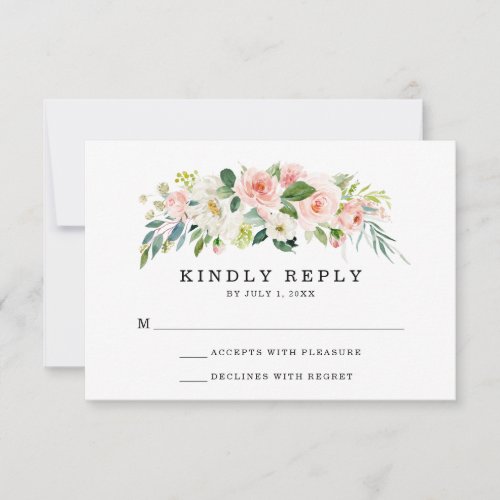 Blush Florals  Wedding RSVP Card