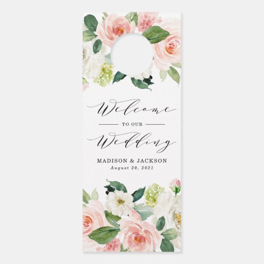 Blush Florals Wedding Welcome And Do Not Disturb Door Hanger