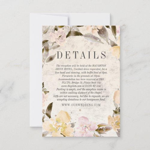 Blush florals with rustic cream backing details RS RSVP Card