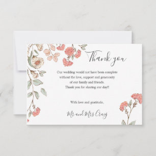 Blush flower bunch Wedding thank you Card