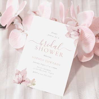 Blush Flower Petals Elegant Bridal Shower Invitation by Nicheandnest at Zazzle
