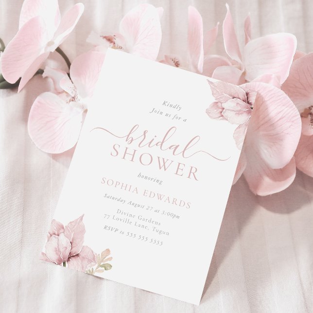 Blush Flower Petals Elegant Bridal Shower Invitation (Creator Uploaded)