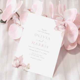 Blush Flower Petals Elegant Wedding Invitation