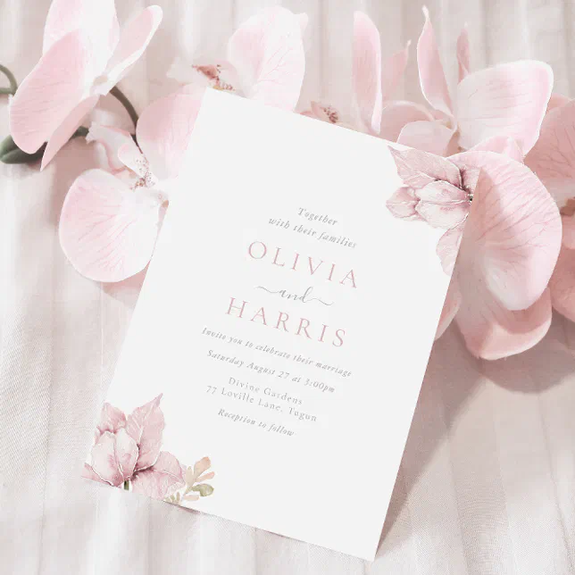 Blush Flower Petals Elegant Wedding Invitation Zazzle
