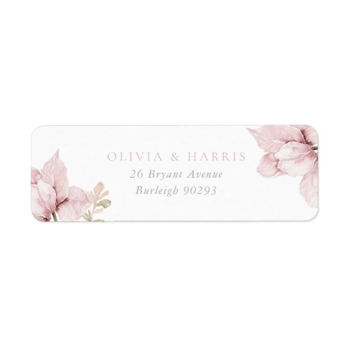 Blush Flower Petals Elegant Wedding Return Address Label