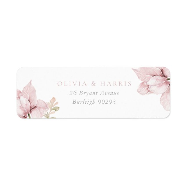 Blush Flower Petals Elegant Wedding Return Address Label (Front)
