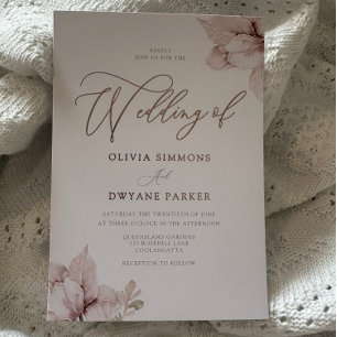 Blush Flower Petals Elegant Wedding Rose Gold Foil Invitation