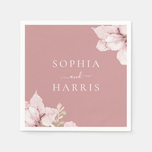 Blush Flower Petals Wedding Napkins