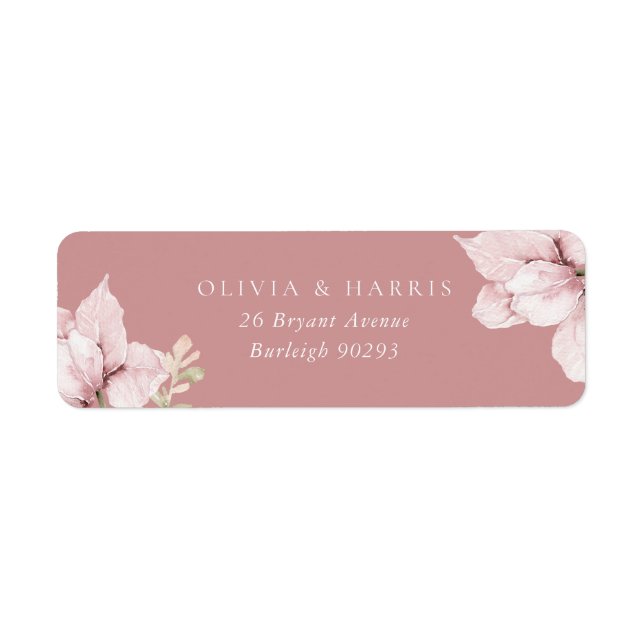 Blush Flower Petals Wedding Return Address Label (Front)