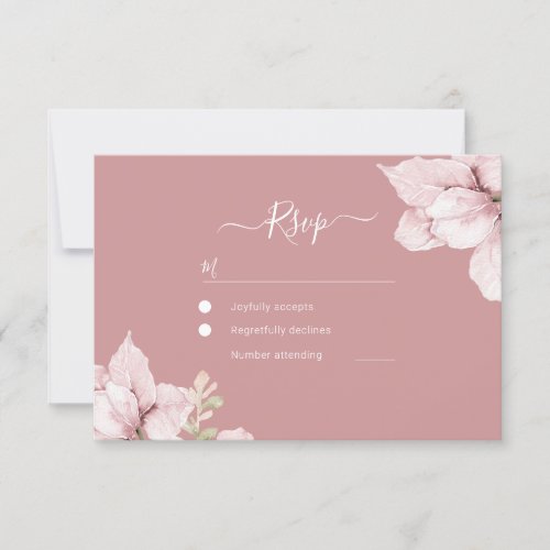 Blush Flower Petals Wedding RSVP Card