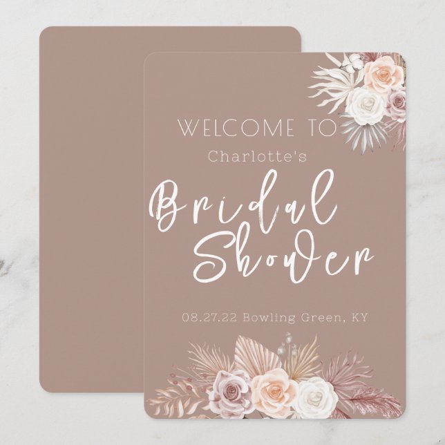 Blush Flowers Boho Bridal Shower  Invitation (Front/Back)