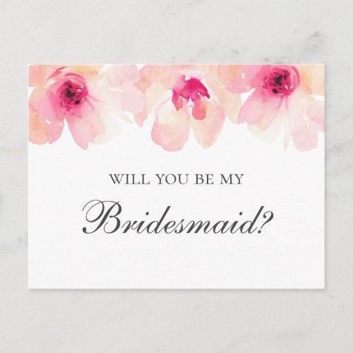 Blush flowers Floral Will you be my bridesmaid Postcard