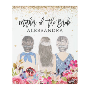 Blush Flowers Gold Glitters Mother of the Bride Metal Print