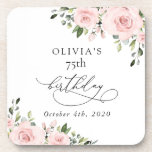 Blush Flowers, Pink Flowers, Boho, Baby Shower Beverage Coaster
