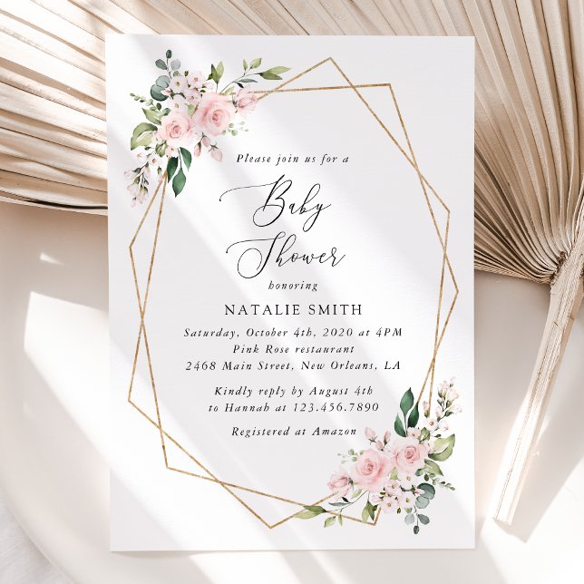 Blush Flowers, Pink Flowers, Boho, Baby Shower Invitation (Creator Uploaded)
