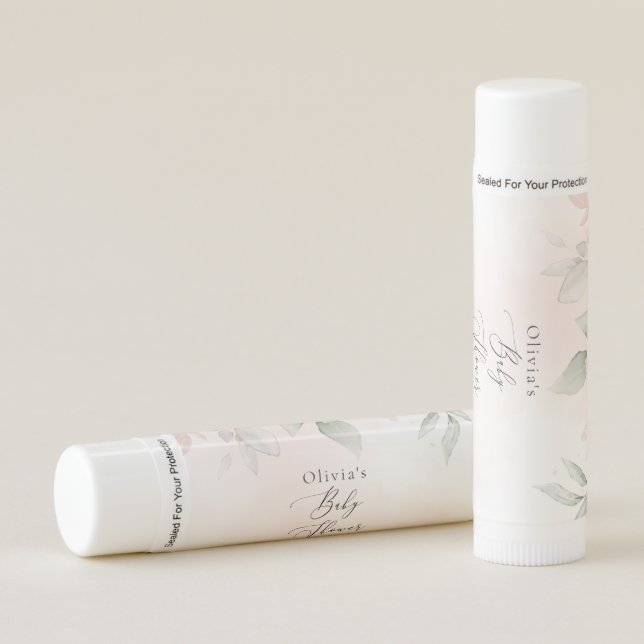 Blush Flowers, Pink Flowers, Boho, Baby Shower Lip Balm (Front)