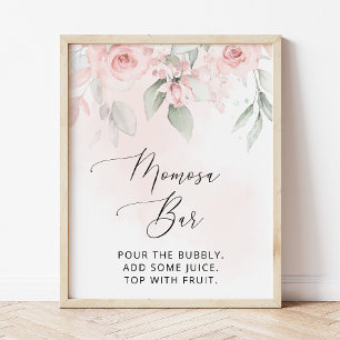 Blush Flowers, Pink Flowers, Boho, Baby Shower Poster