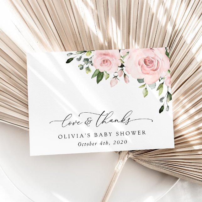 Blush Flowers, Pink Flowers, Boho, Baby Shower Thank You Card (Creator Uploaded)