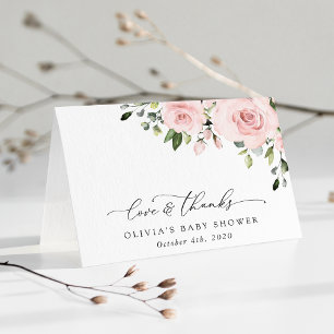 Blush Flowers, Pink Flowers, Boho, Baby Shower Thank You Card