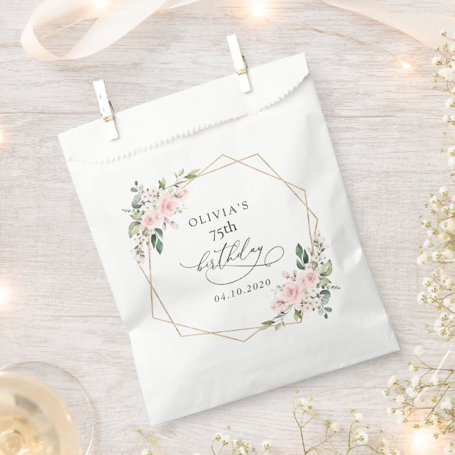 Blush Flowers, Pink Flowers, Boho, Birthday Favor Bag (Clipped)