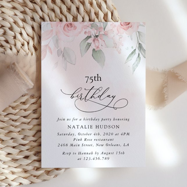 Blush Flowers, Pink Flowers, Boho, Birthday Invitation (Creator Uploaded)