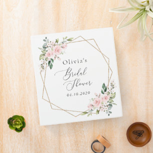 Blush Flowers, Pink Flowers, Boho, Bridal Shower 3 Ring Binder