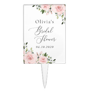 Blush Flowers, Pink Flowers, Boho, Bridal Shower Cake Topper