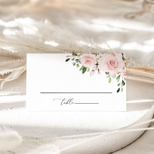 Blush Flowers, Pink Flowers, Boho, Bridal Shower Place Card