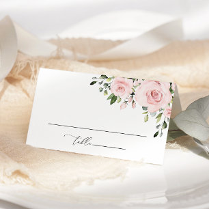 Blush Flowers, Pink Flowers, Boho, Bridal Shower Place Card