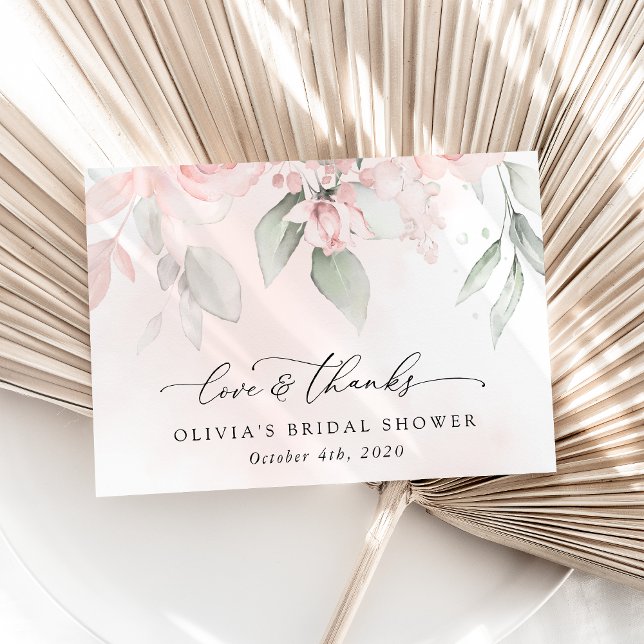 Blush Flowers, Pink Flowers, Boho, Bridal Shower Thank You Card (Creator Uploaded)