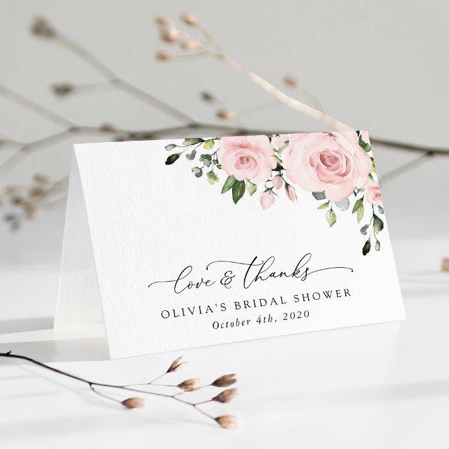 Blush Flowers, Pink Flowers, Boho, Bridal Shower Thank You Card (Creator Uploaded)