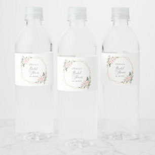 Blush Flowers, Pink Flowers, Boho, Bridal Shower Water Bottle Label